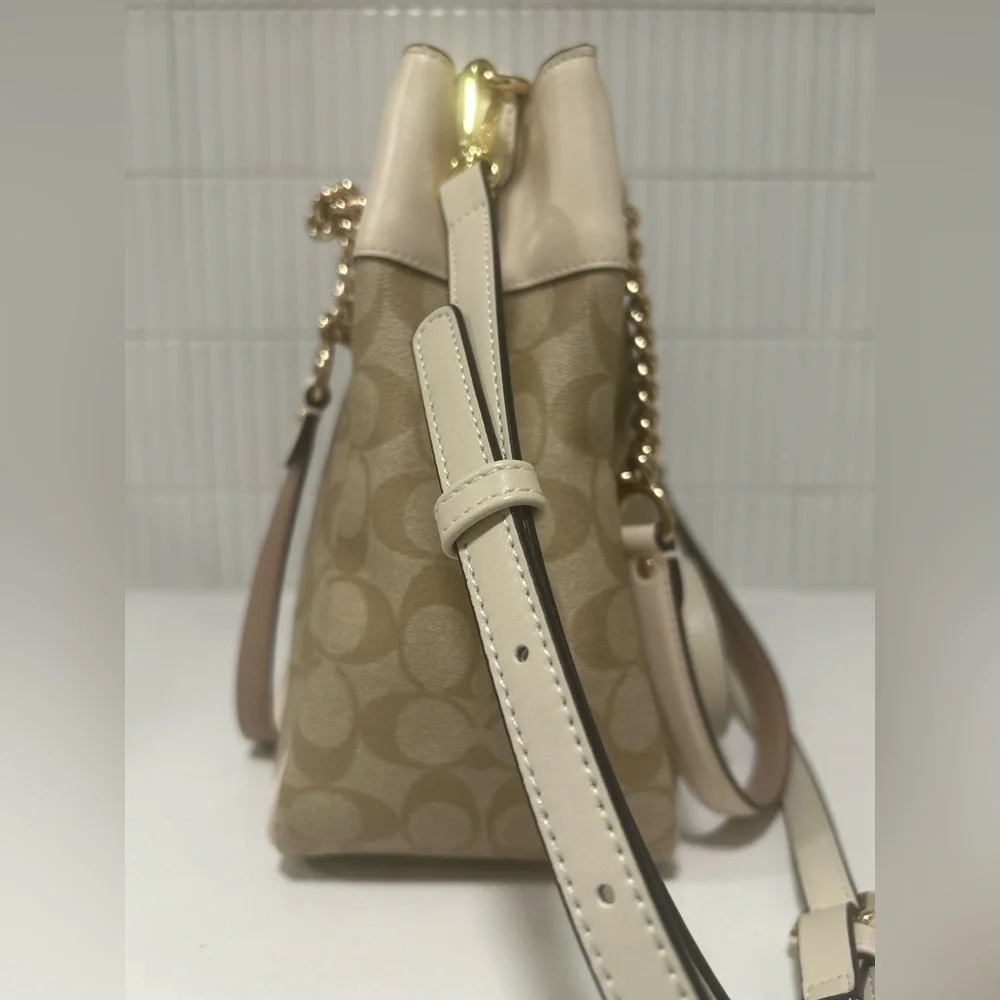 Coach Cammie Chain Bucket Bag in Light Khaki/Chalk - Picture 6 of 16